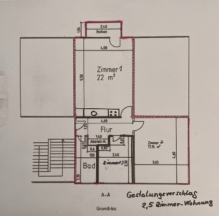 Gestaltungsvorschlag für 2,5 Zimmer